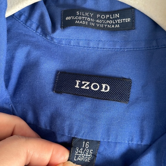 Men's IZOD Blue Dress Silky Poplin Shirt.  Size 16 34/35 Large - Picture 4 of 4